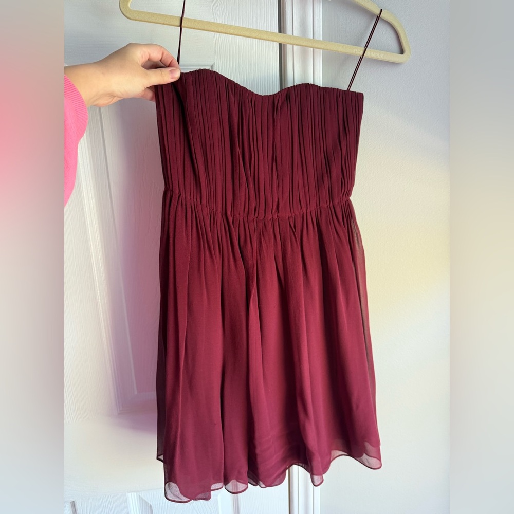 Alice and Olivia Wine Strapless Dress